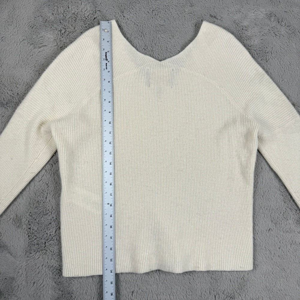 Maje Cashmere Sweater V-Neck Ribbed Jumper Knit Pullover Cream Size M Designer - Picture 6 of 10